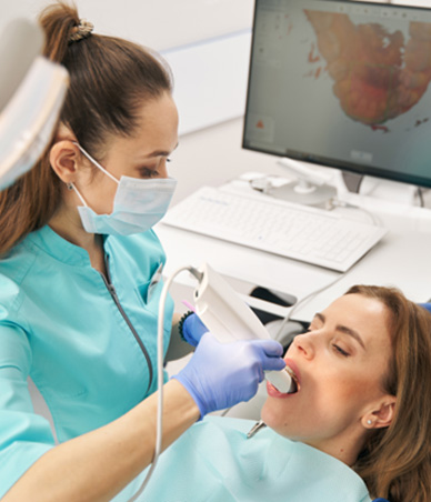 Patient undergoing digital impression scan