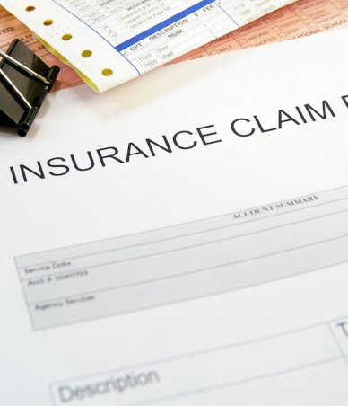 Close-up of insurance claim form